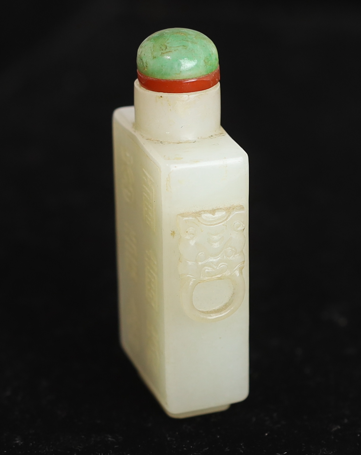 A good Chinese pale celadon jade rectangular snuff bottle, 19th century